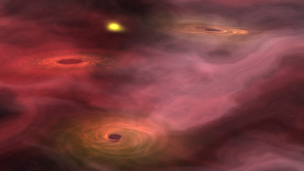 Trio Of Orbiting Black Holes